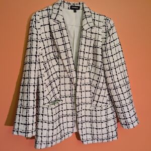Express Black and White Blazer with Grid Pattern